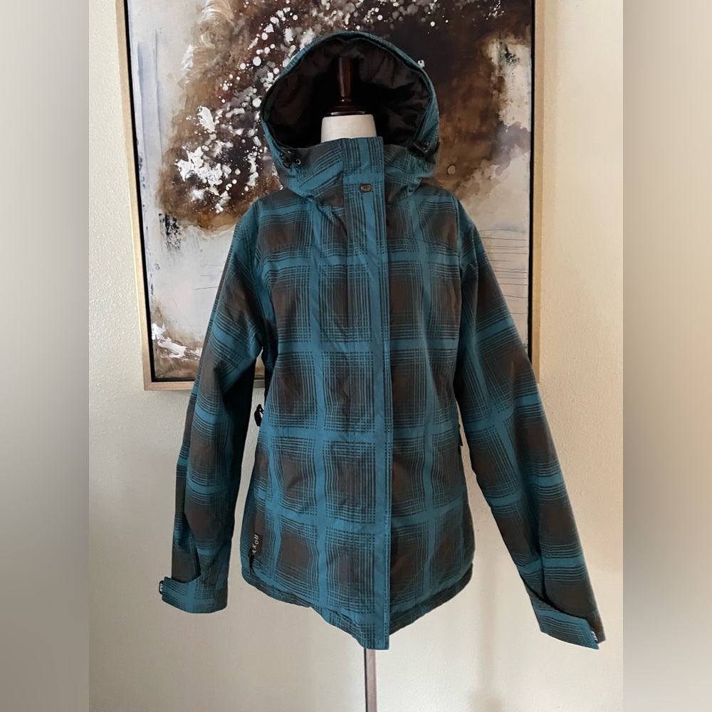 Roxy plaid snowboarding ski snow mobile jacket coat size L EC~